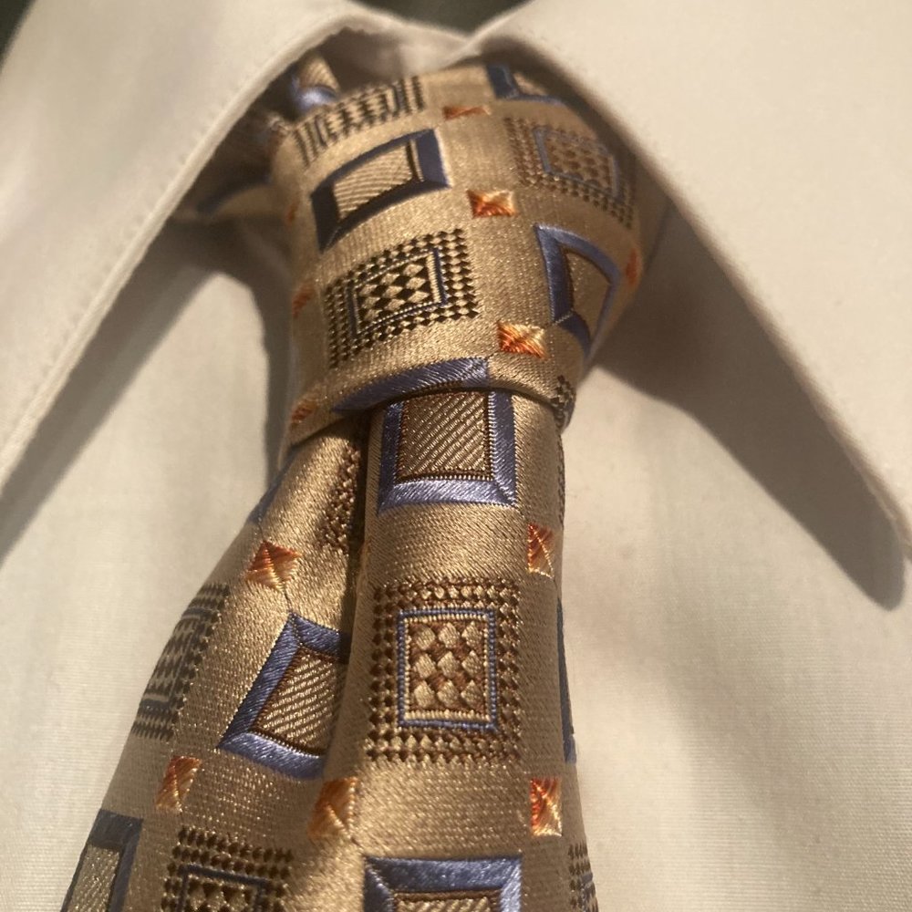 Ermenegildo Zegna Silk Tie Necktie Italy Multicolor Geometric Squares